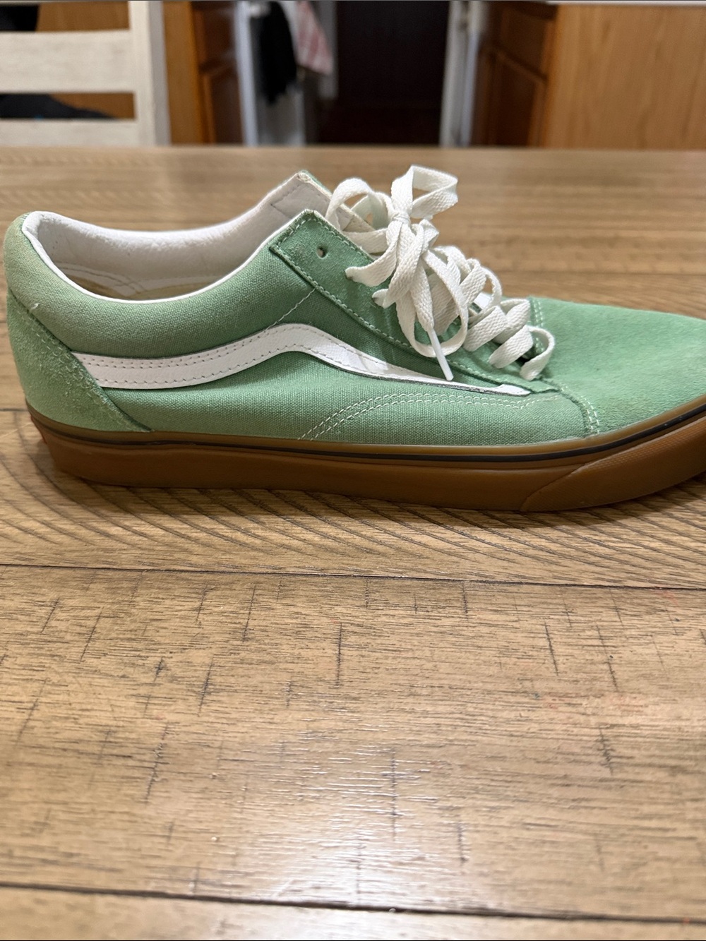 Green Suede Low-Top Sneakers with White Stripe VANS - Picture 3 of 10